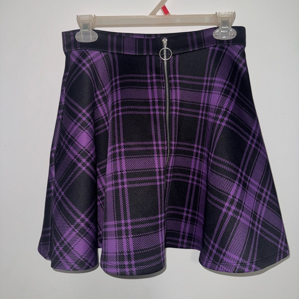 Hot Topic Black and Purple Checkered Shirt